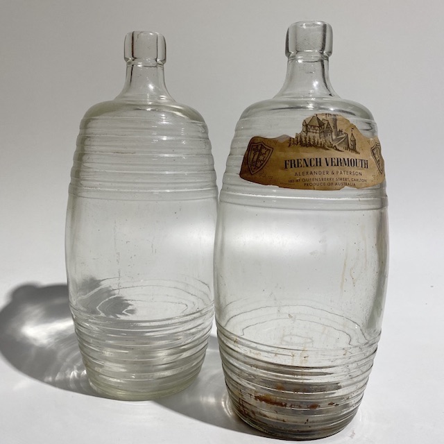 BOTTLE, Glass Ribbed - Vintage French Vermouth